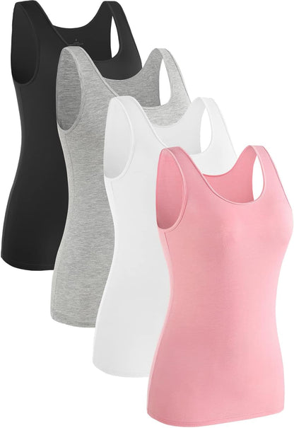 Womens Sleeveless Tank Tops Layering Tanks Undershirt Tank Top 3-4 Pack