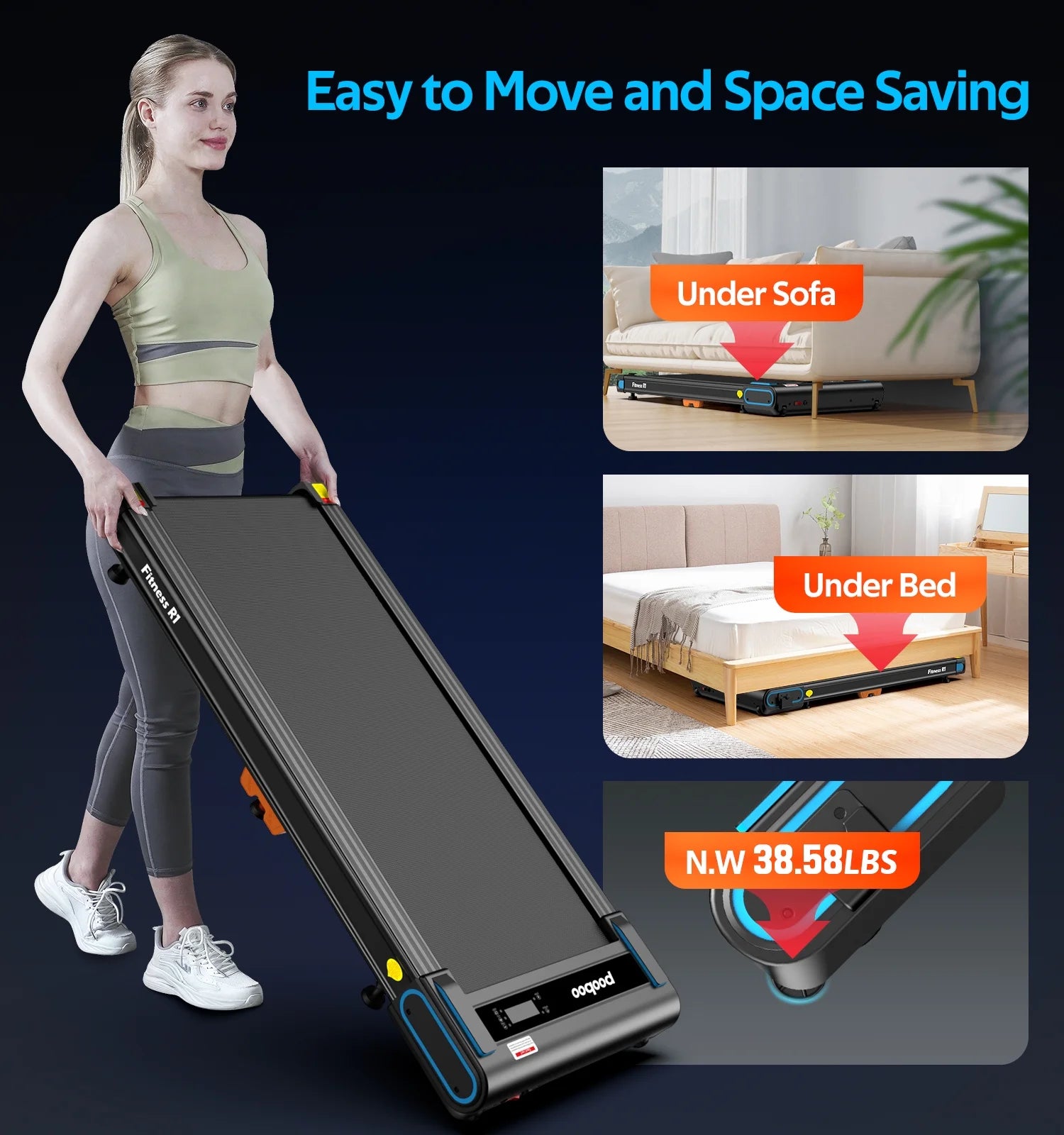 Walking Pad with Incline under Desk Treadmill 2.5HP Electric Treadmill Walking Jogging Machine for Home Office with Remote Control 265Lbs