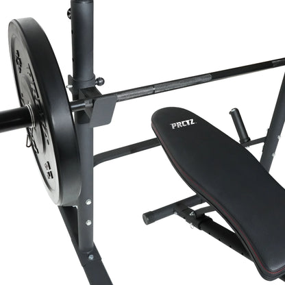 Two-Piece Olympic Weight Bench with Squat Rack, Foldable FID Bench, and Weight Storage