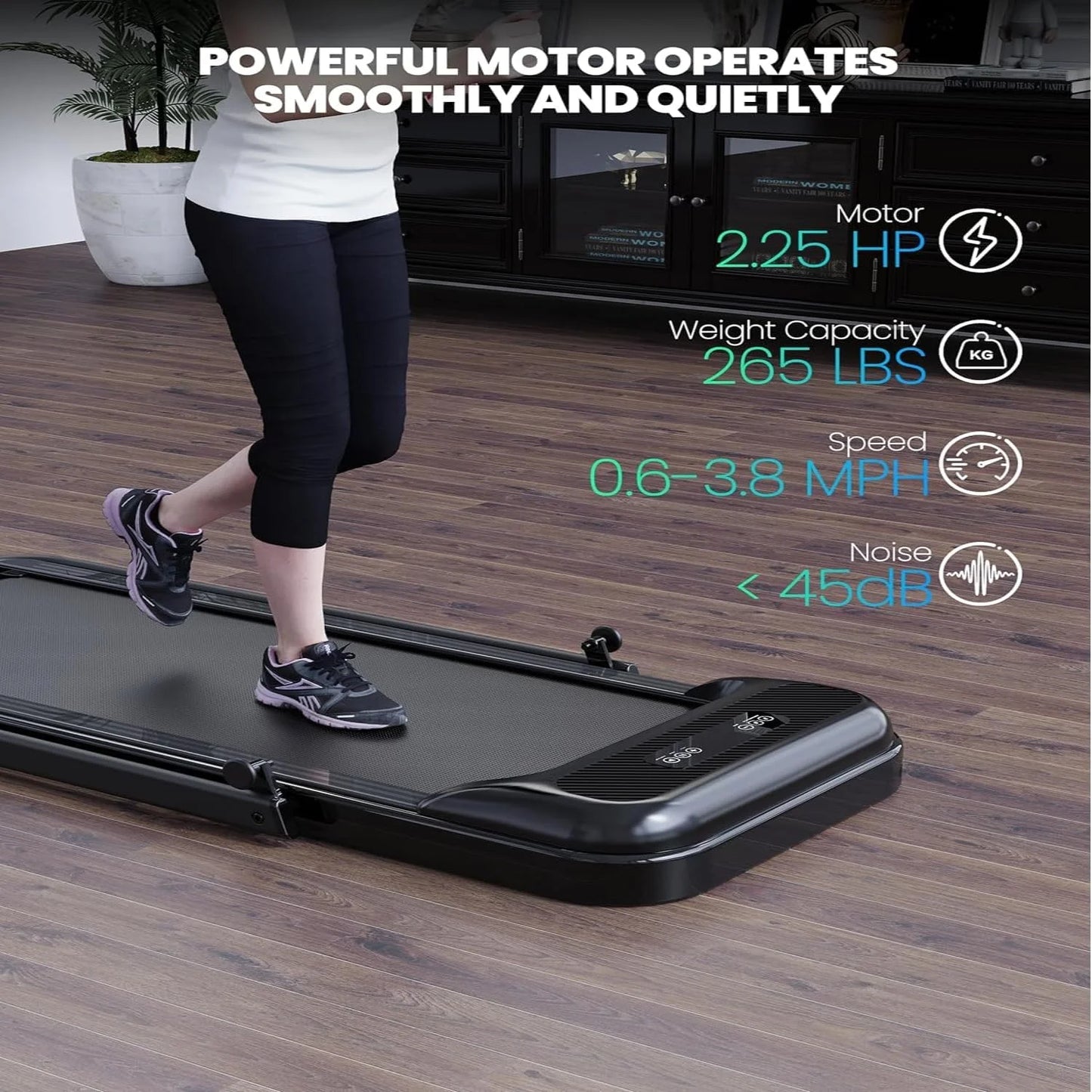 Danolaps Treadmill Walking Pad,Under Desk Treadmill for Home Office, 2 in 1 Portable Walking Treadmill with Real-Time Workout Data on LCD Display, Walking Treadmill with Sturdy Phone Stand